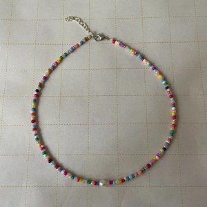 Multicolored Bead Choker Necklace 15 inches